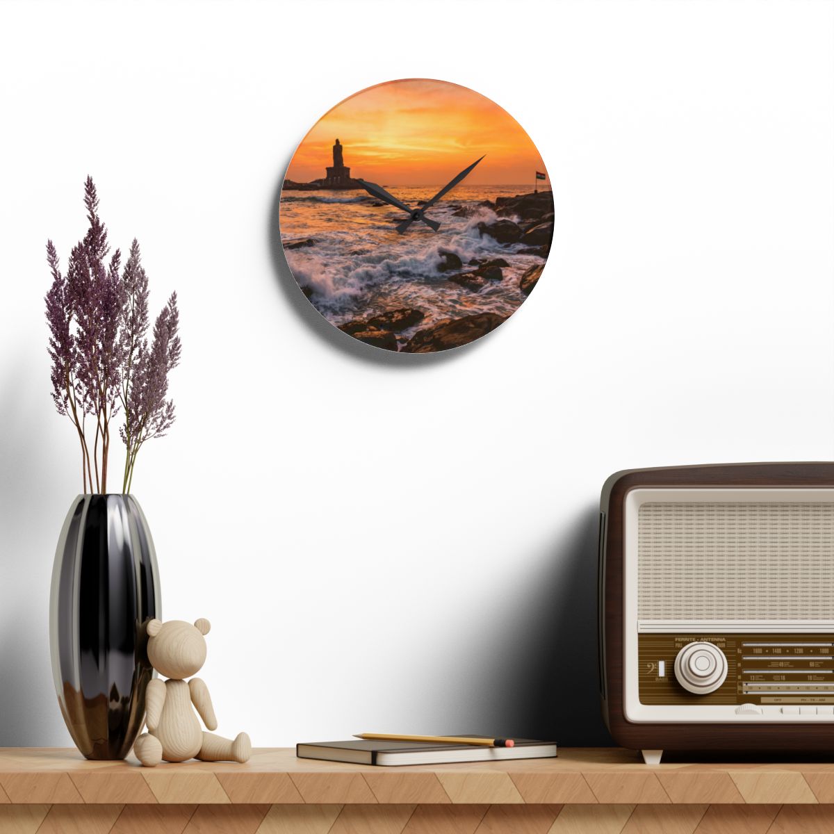 Acrylic Wall Clock - Golden Hour Coast