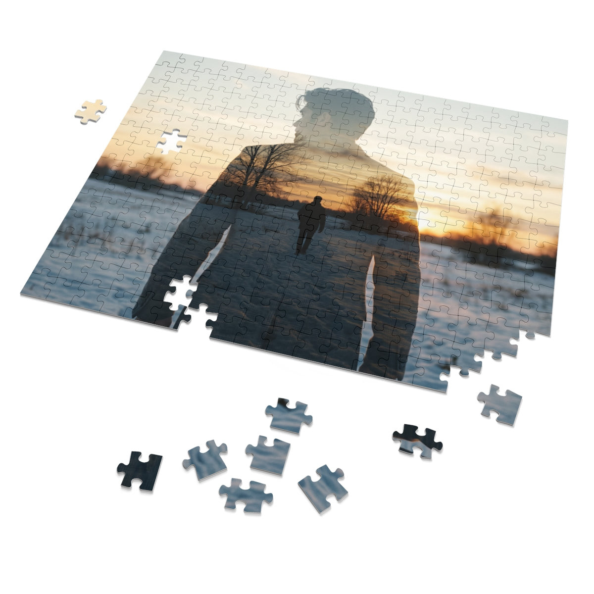 Jigsaw Puzzle with Tin - Silent Horizon Double Exposure Art...