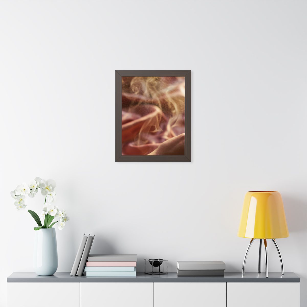 Framed Vertical Poster - Golden Mist Perfume Ritual Art —......