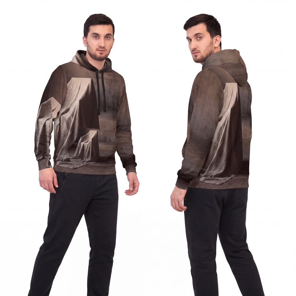 Men's Athletic Hoodie - Silent Chamber Shadowed Chair Art......