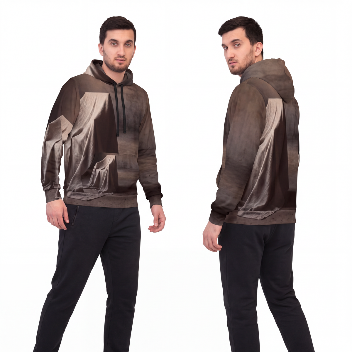 Men's Athletic Hoodie - Silent Chamber Shadowed Chair Art......