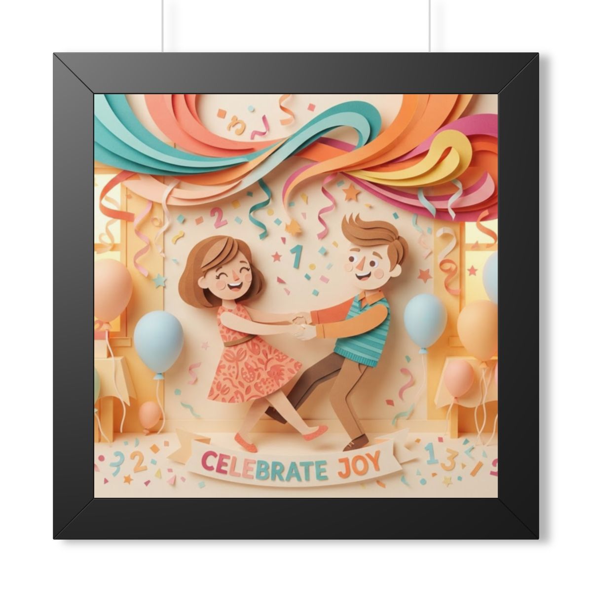 Framed Vertical Poster - Celebrate Joy Papercut Art... |...