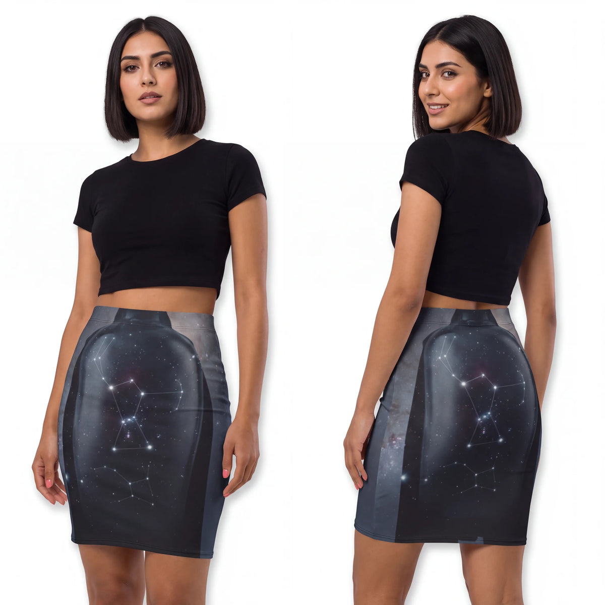 Orion Constellation Mid-Waist Pencil Skirt