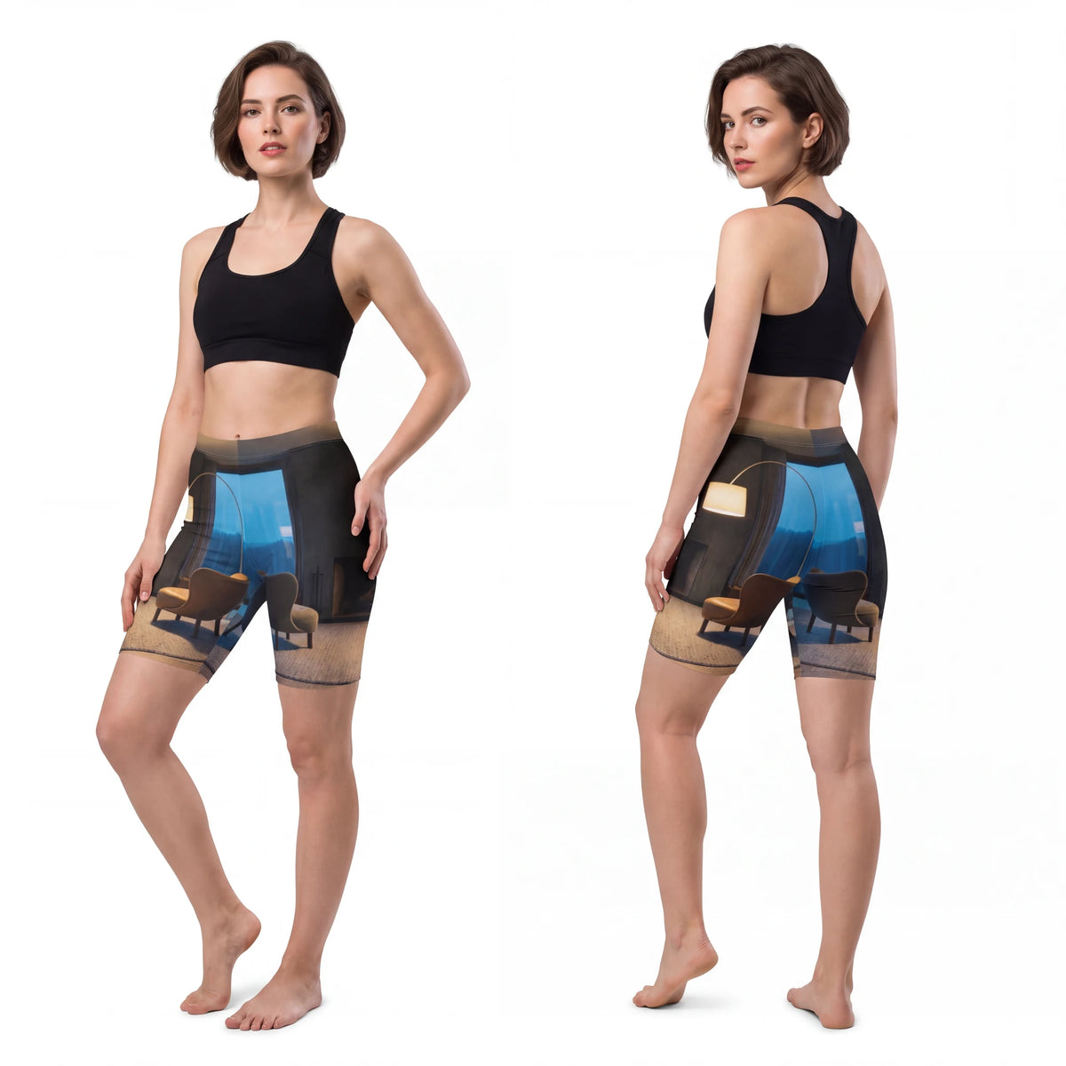Women's Biker Shorts with Twilight Hearth Art