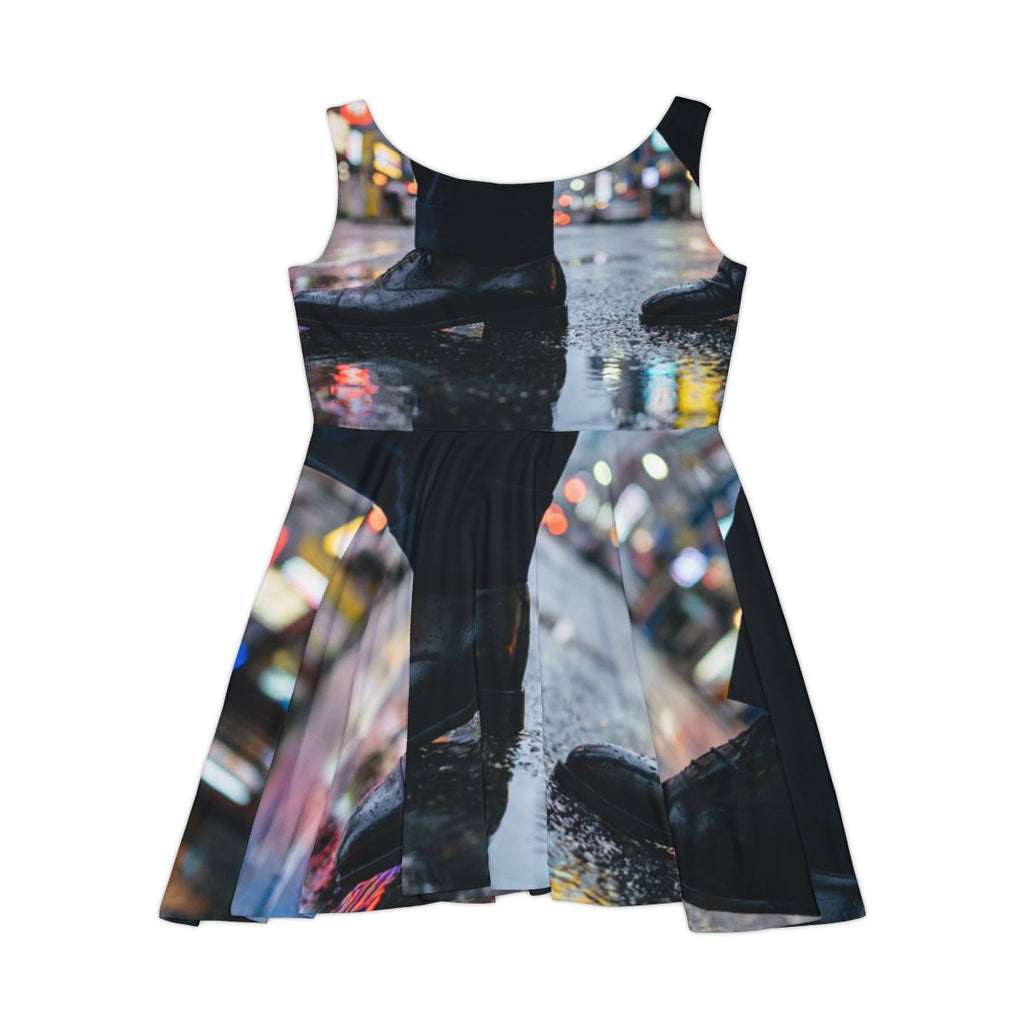 Women's Skater Dress - Neon Rain Reflection | Echovira...