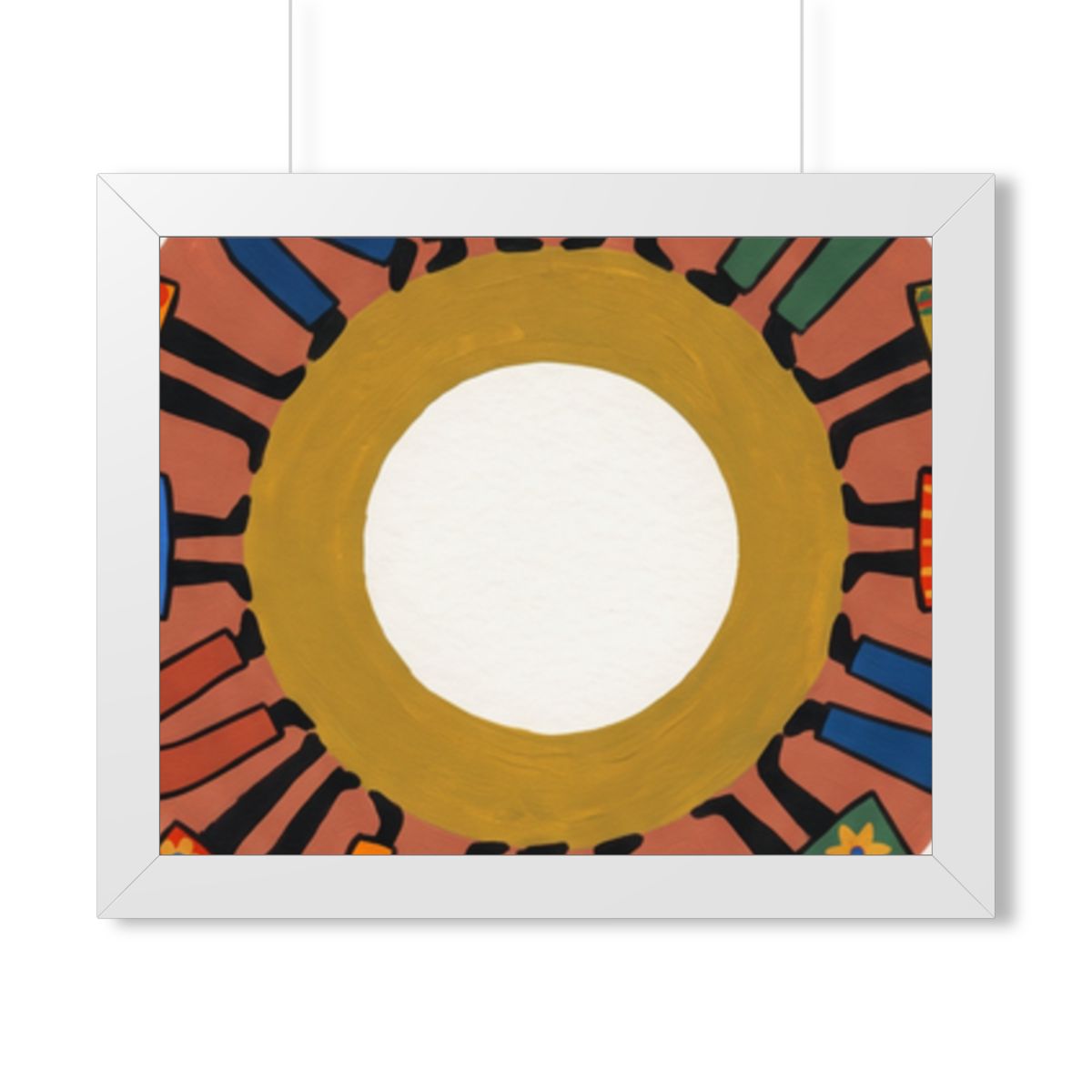 Framed Horizontal Poster - Unity Mandala Folk Art (14×11......
