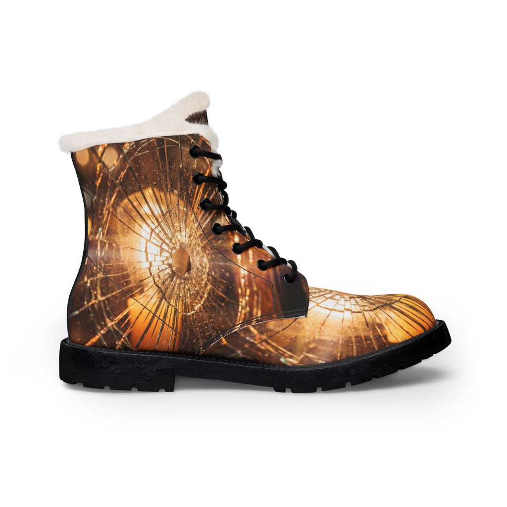 Women's Fur and Leather Boots - Shattered Amber Light Art |...