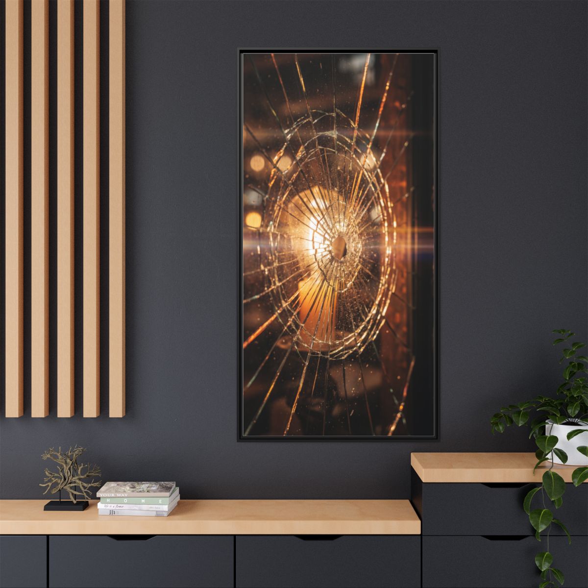 Framed Matte Canvas - Shattered Glass — Black / 1.25"