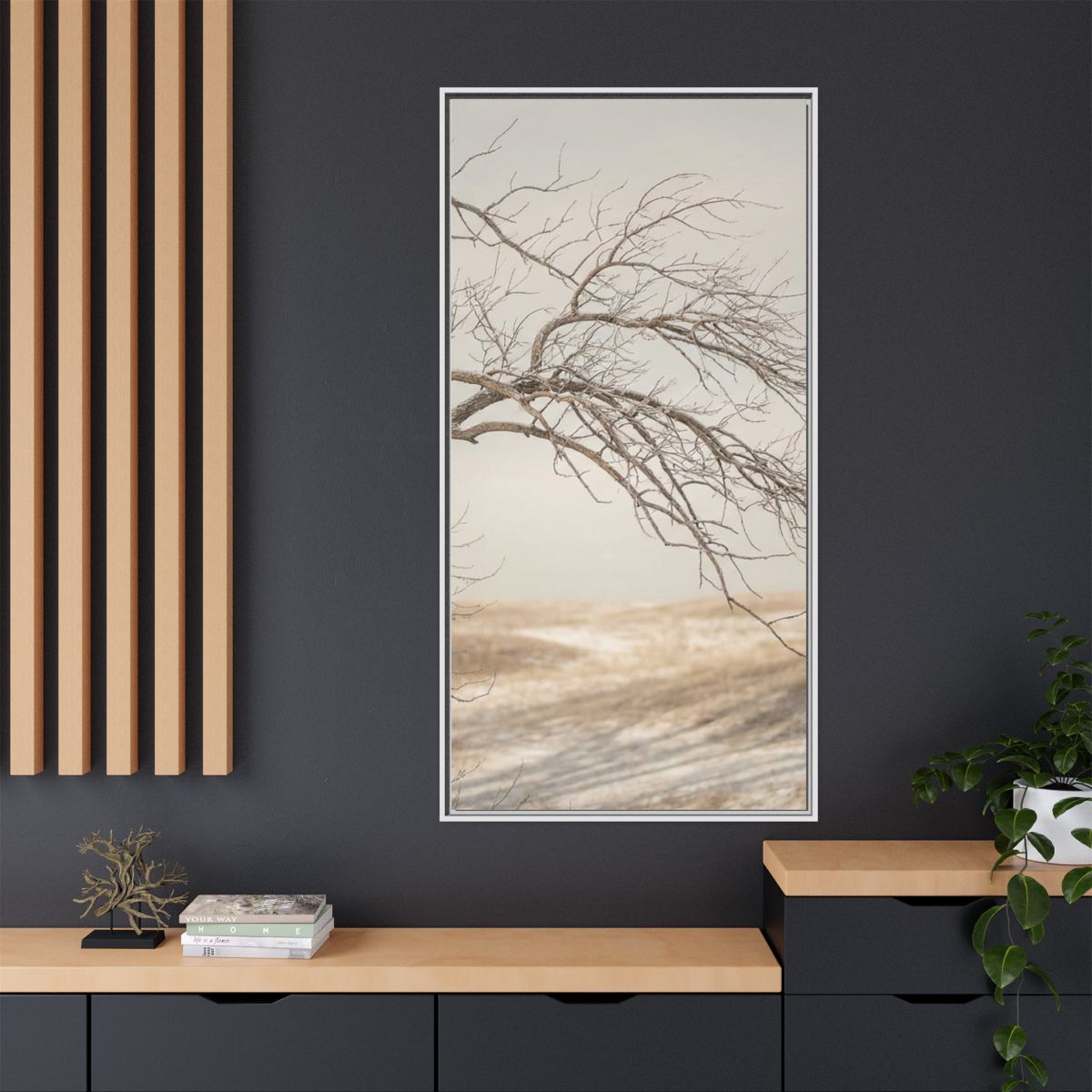 Matte Canvas, Framed - Winter Branch Solitude Landscape —......
