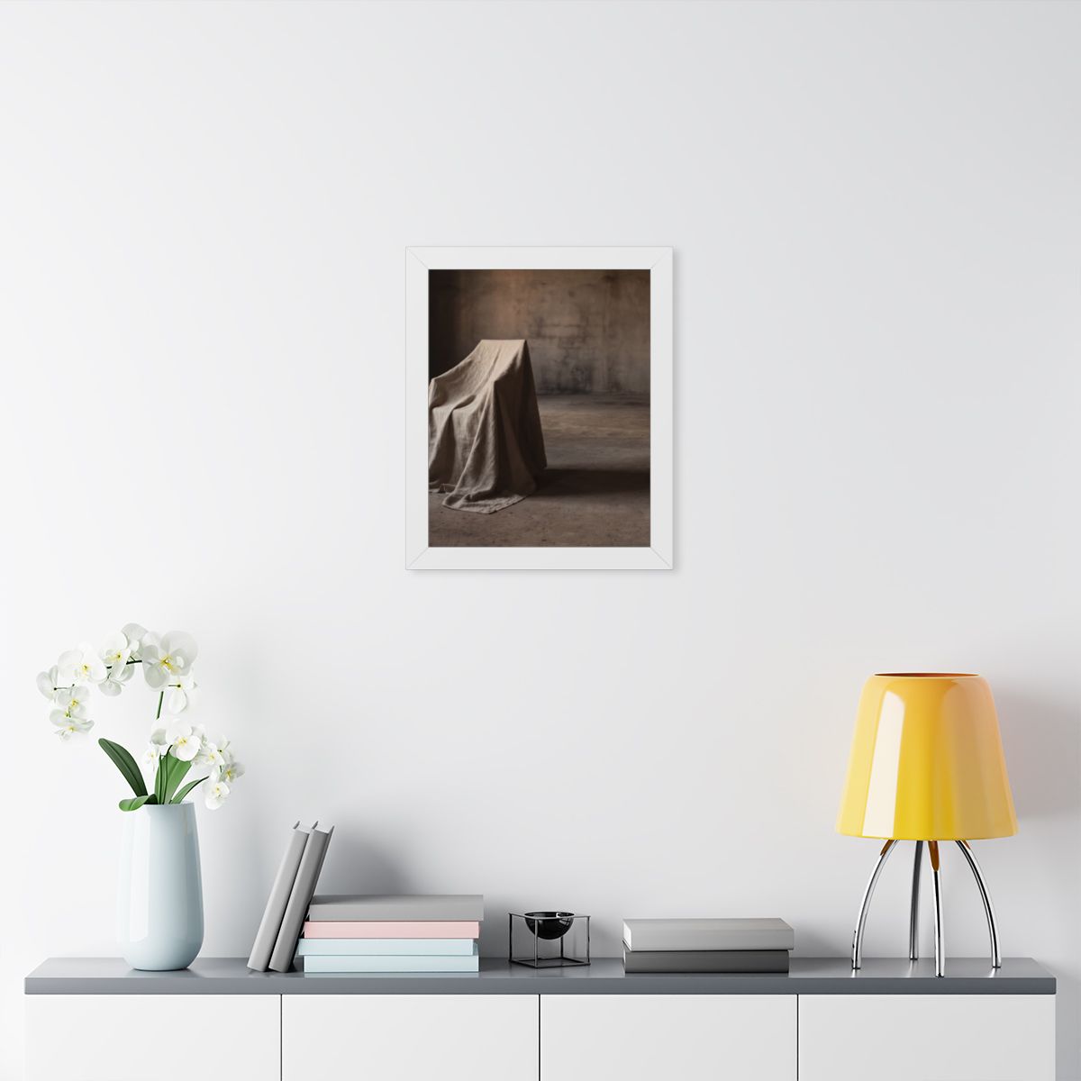 Framed Vertical Poster - Draped Silence Still Life Art... |...