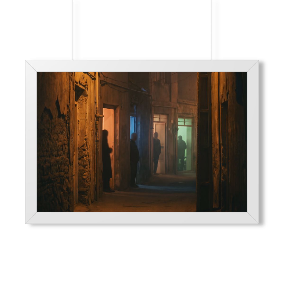 Framed Horizontal Poster - Shadowed Alleyway Mystery Art......