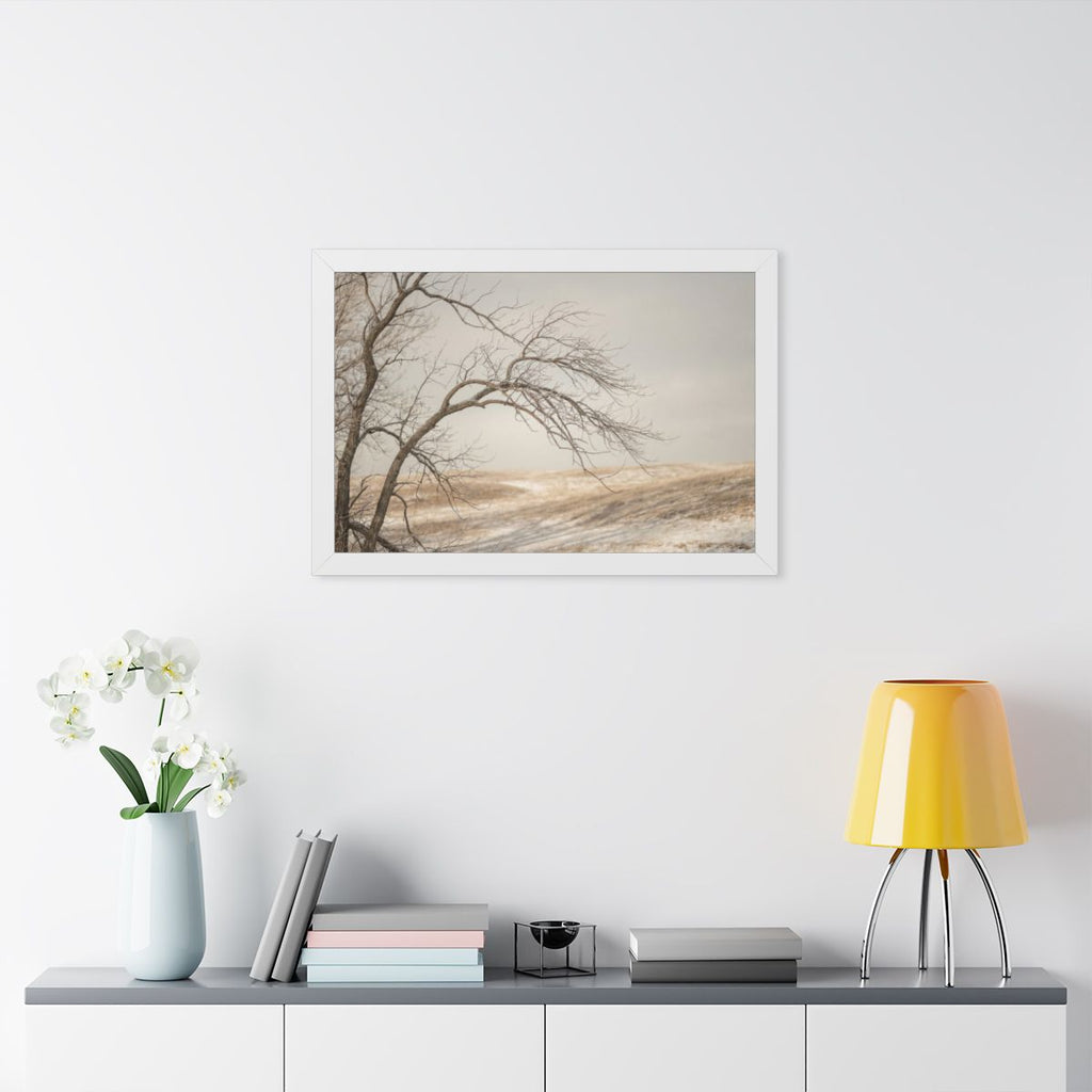 Framed Horizontal Poster - Winter Branch Solitude Landscape...