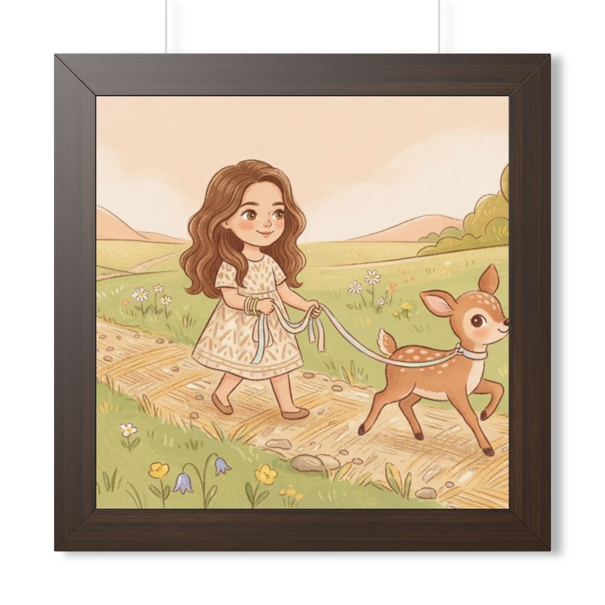 Framed Vertical Poster - Meadow Walk Fawn — Walnut (11×14......