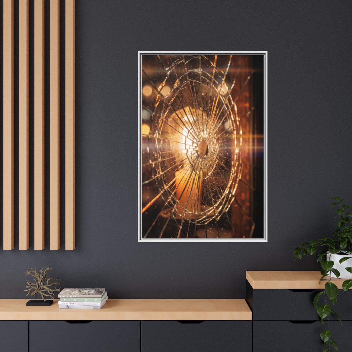 Matte Canvas, Framed - Golden Fractured Art — White / 1.25"...