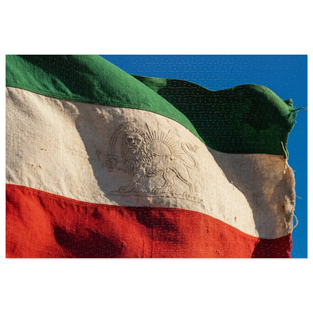 Jigsaw Puzzle with Tin - Vintage Persian Lion and Sun Flag...