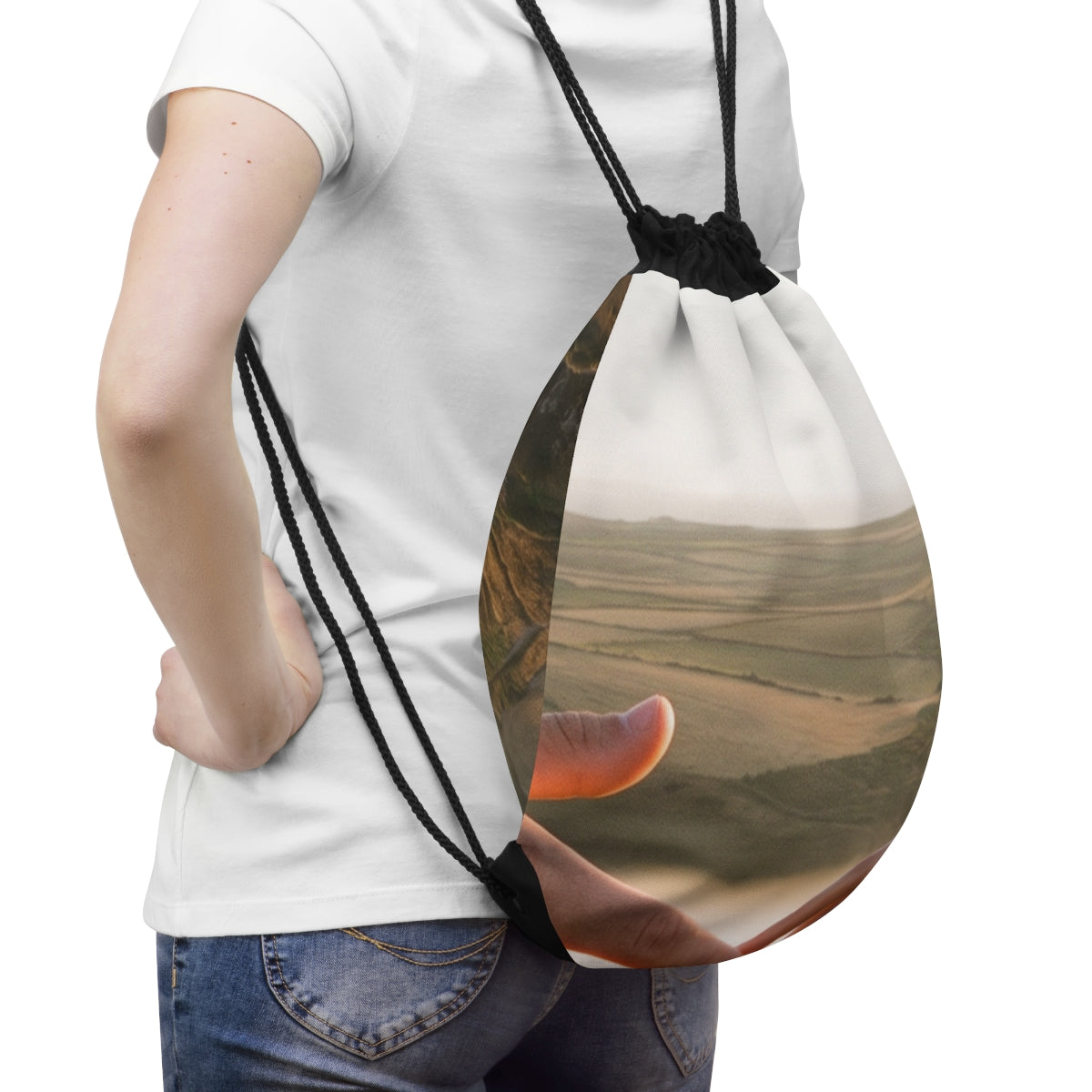 Drawstring Bag - The Infinite Touch | Ethereal Coastal Art |...