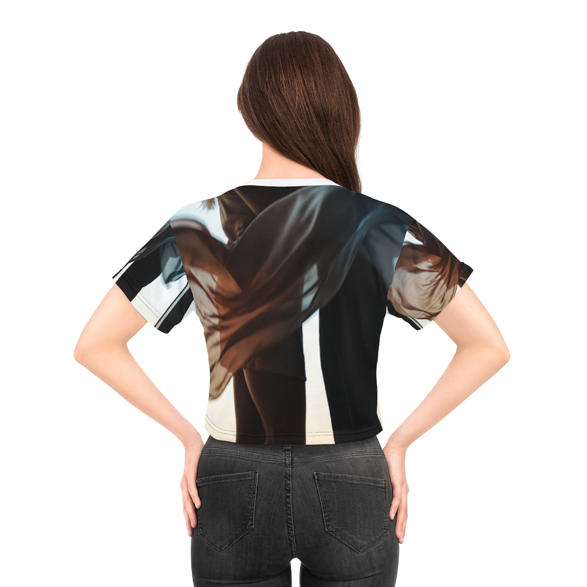 Crop Tee - Cinematic Skyline Silhouette of Two Lovers |...