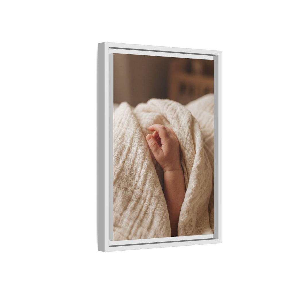 Framed Matte Canvas - Tender Newborn Hand (8×10, 9×12, 11×14, 12×16, 10×20, 12×18, 16×20, 16×24, 18×24, 12×36, 20×24, 16×32, 20×30, 24×30, 24×32, 16×48, 24×36, 24×48, 30×40, 20×60, 32×48, 30×60 & 40×60)