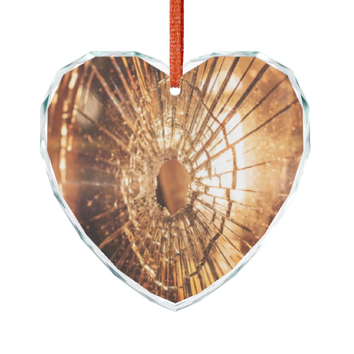 Crystal Glass Ornament - Golden Fracture Broken Glass Art |...