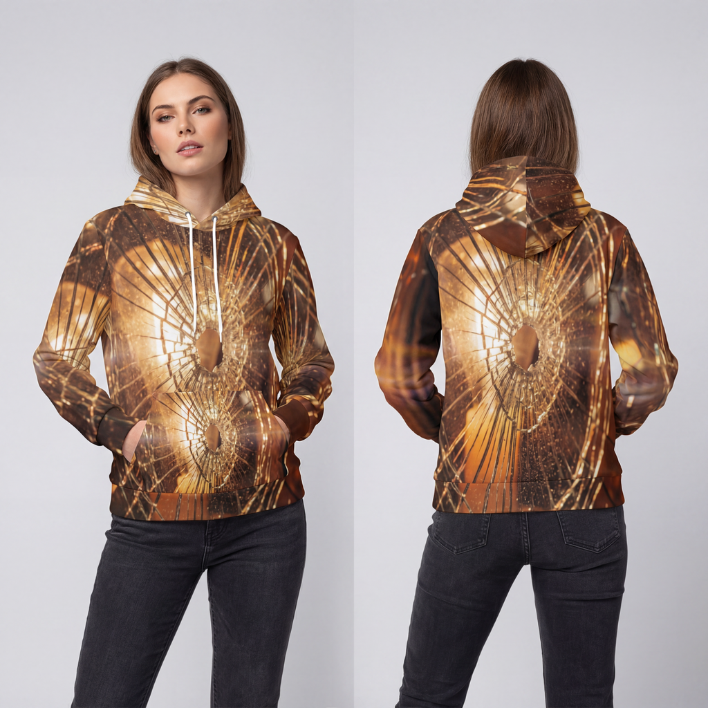 Fashion Hoodie - Shattered Amber Glow
