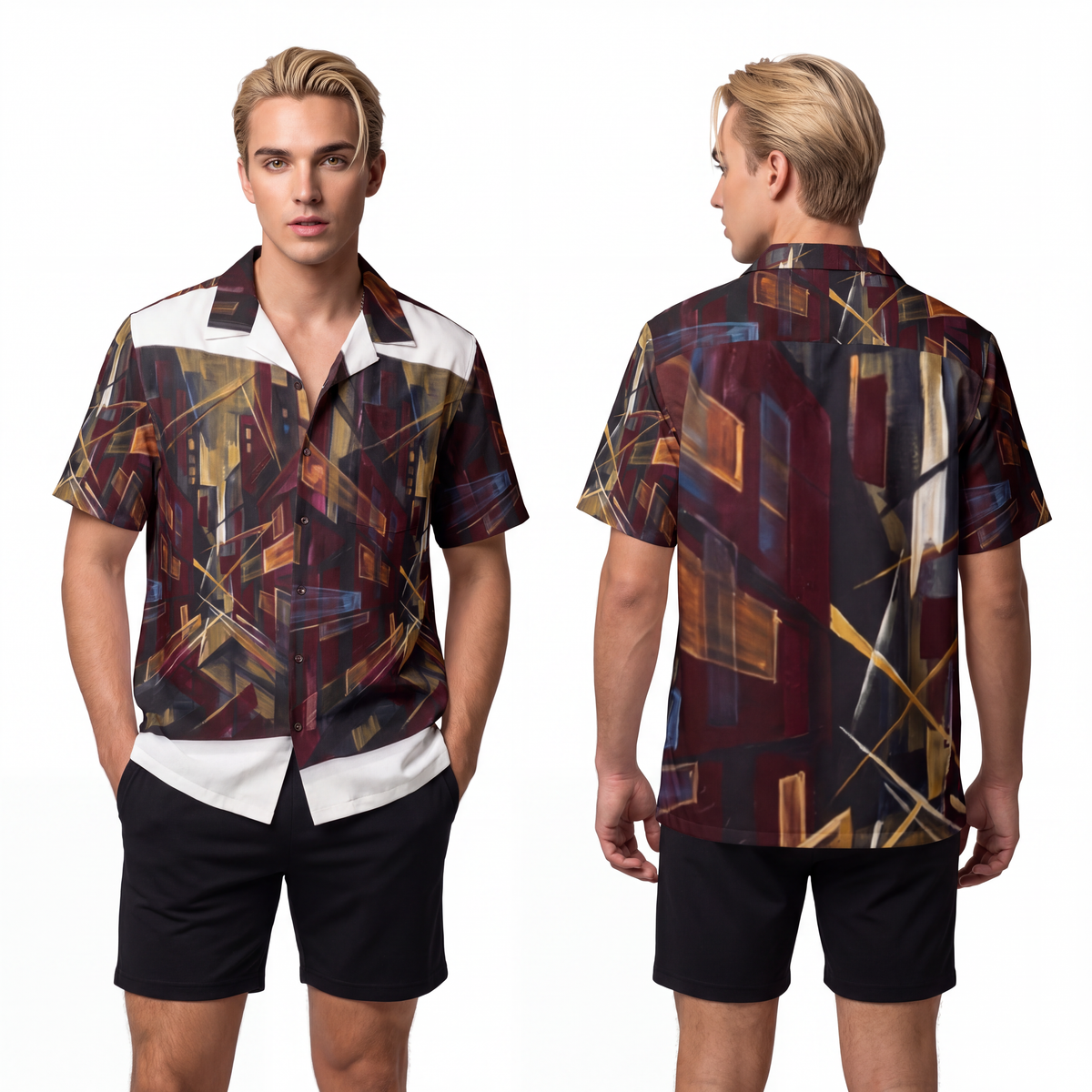 Men's Hawaiian Shirt - Urban Perspective | Echovira Gallery