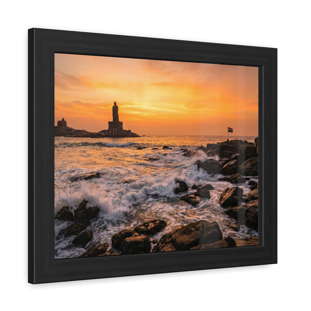 Framed Posters - Coastal Golden Glow — Landscape