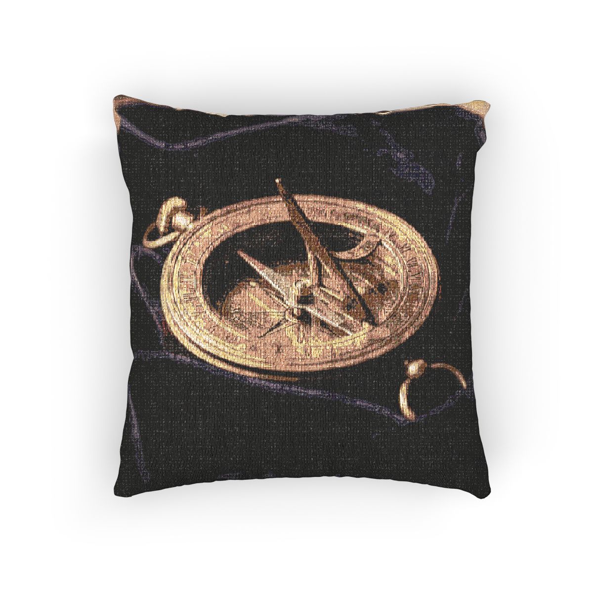 Woven Pillow Antique Brass Sundial Art