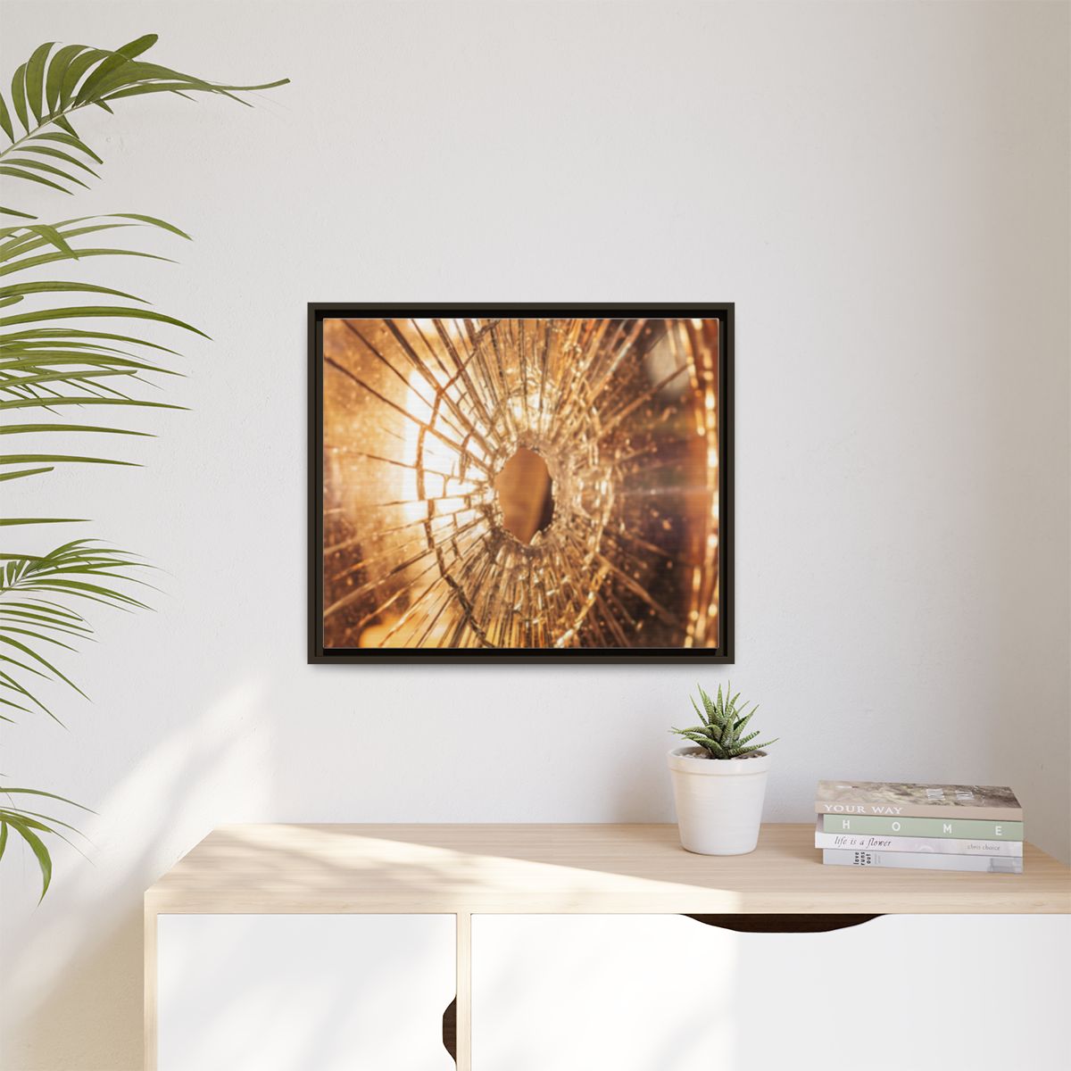 Matte Canvas, Framed - Golden Fractured Art — Espresso /......