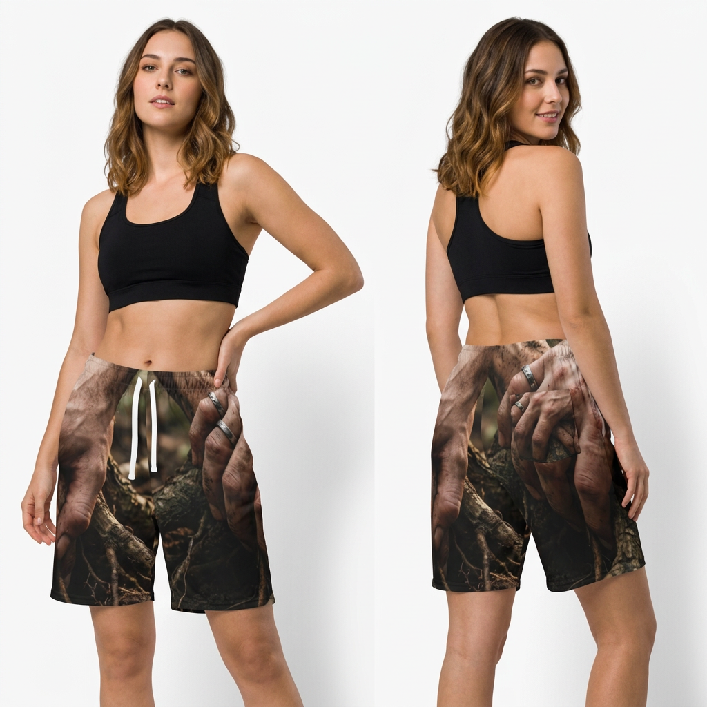 Women's Athletic Long Shorts with Earth Roots