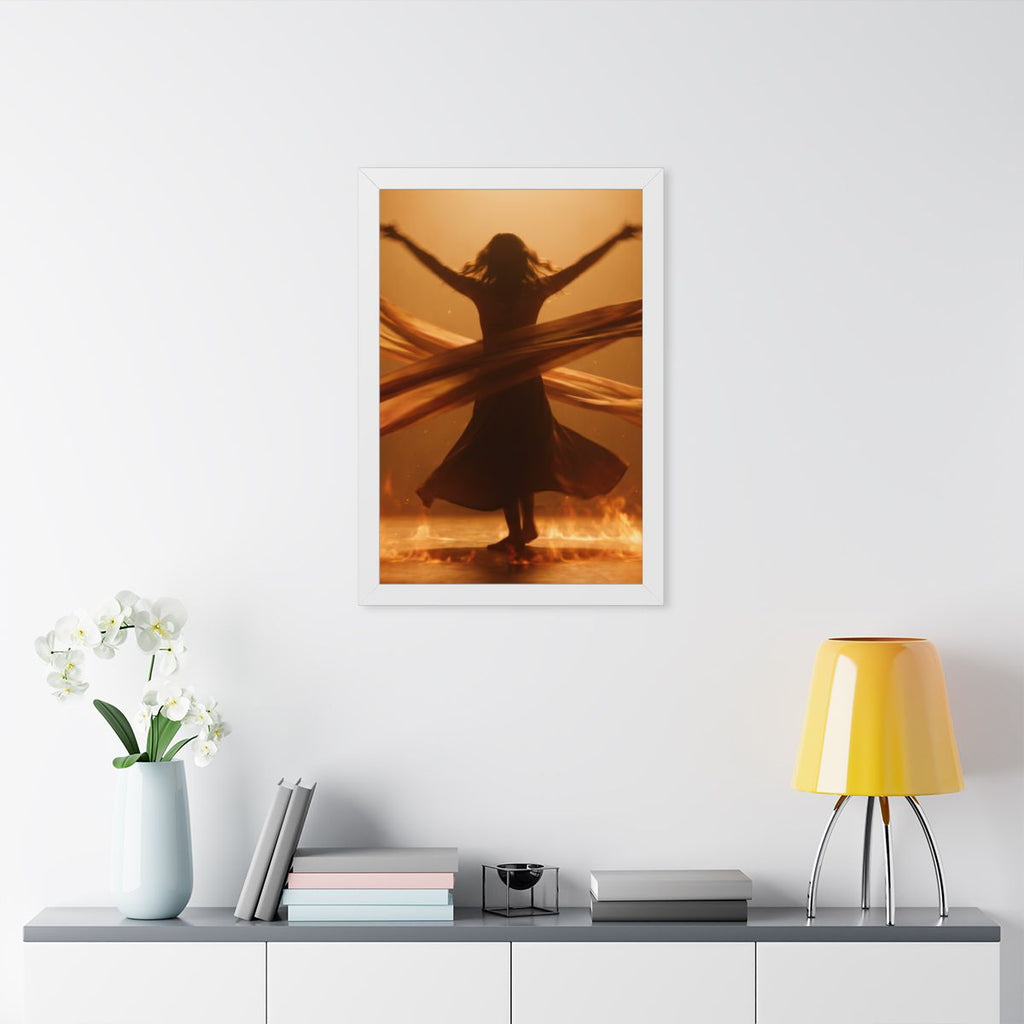 Framed Vertical Poster - Fire Dance Ascent — White (11×14......