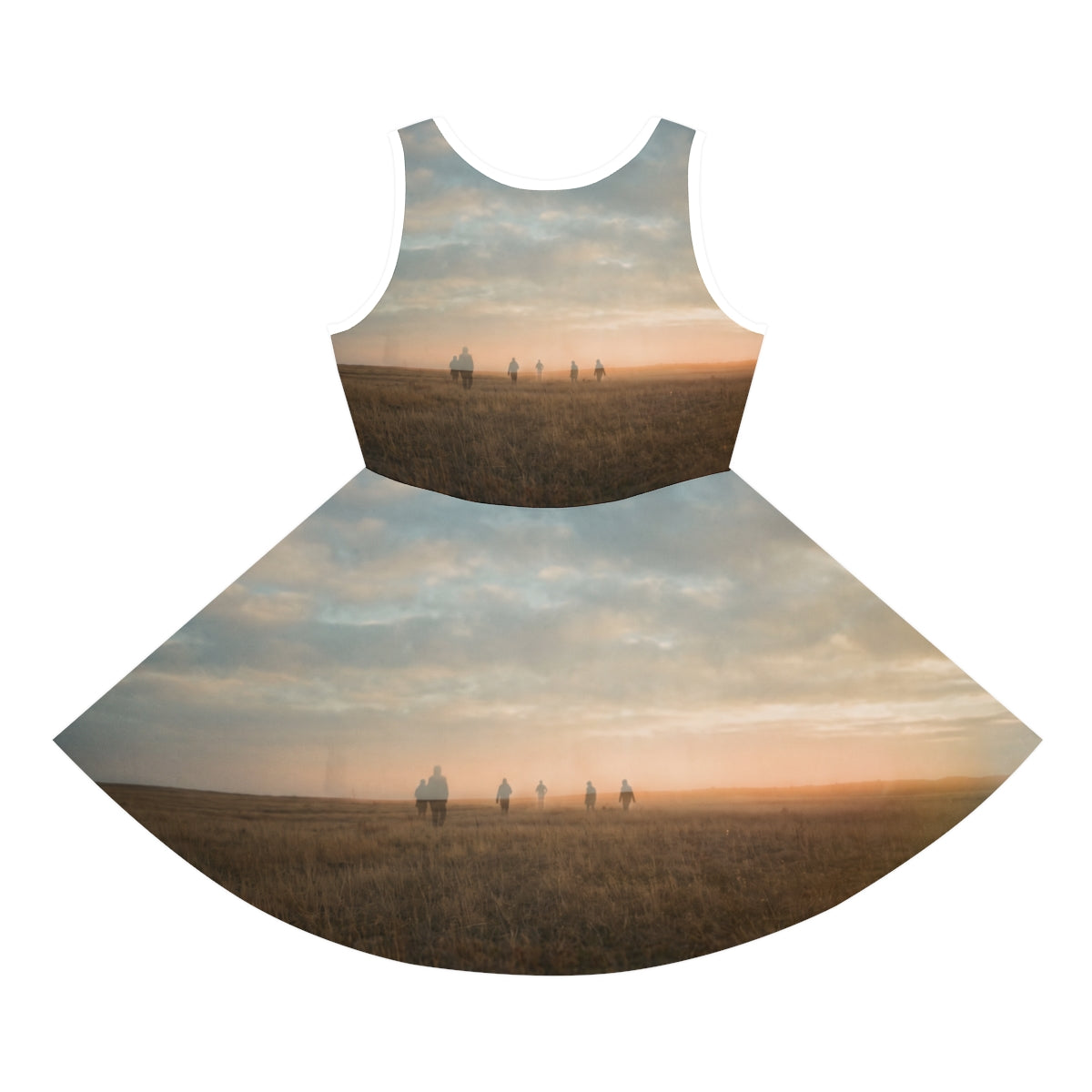 Girls' Sleeveless Sundress with Golden Horizon Art