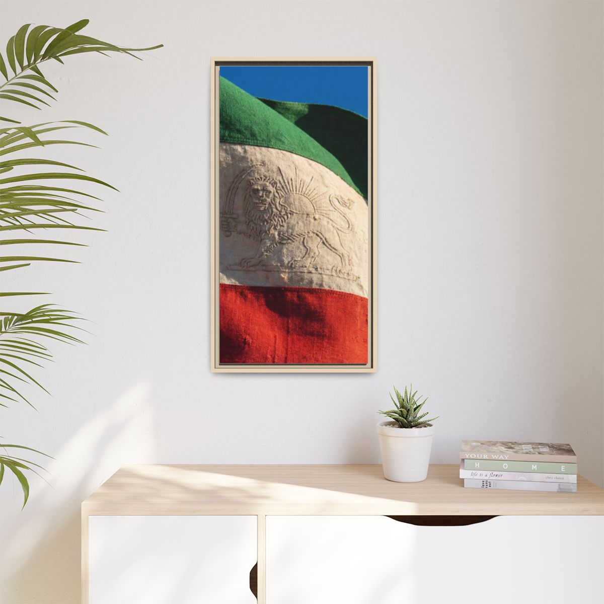 Framed Canvas Art - Distressed Flag — Natural / 1.25"