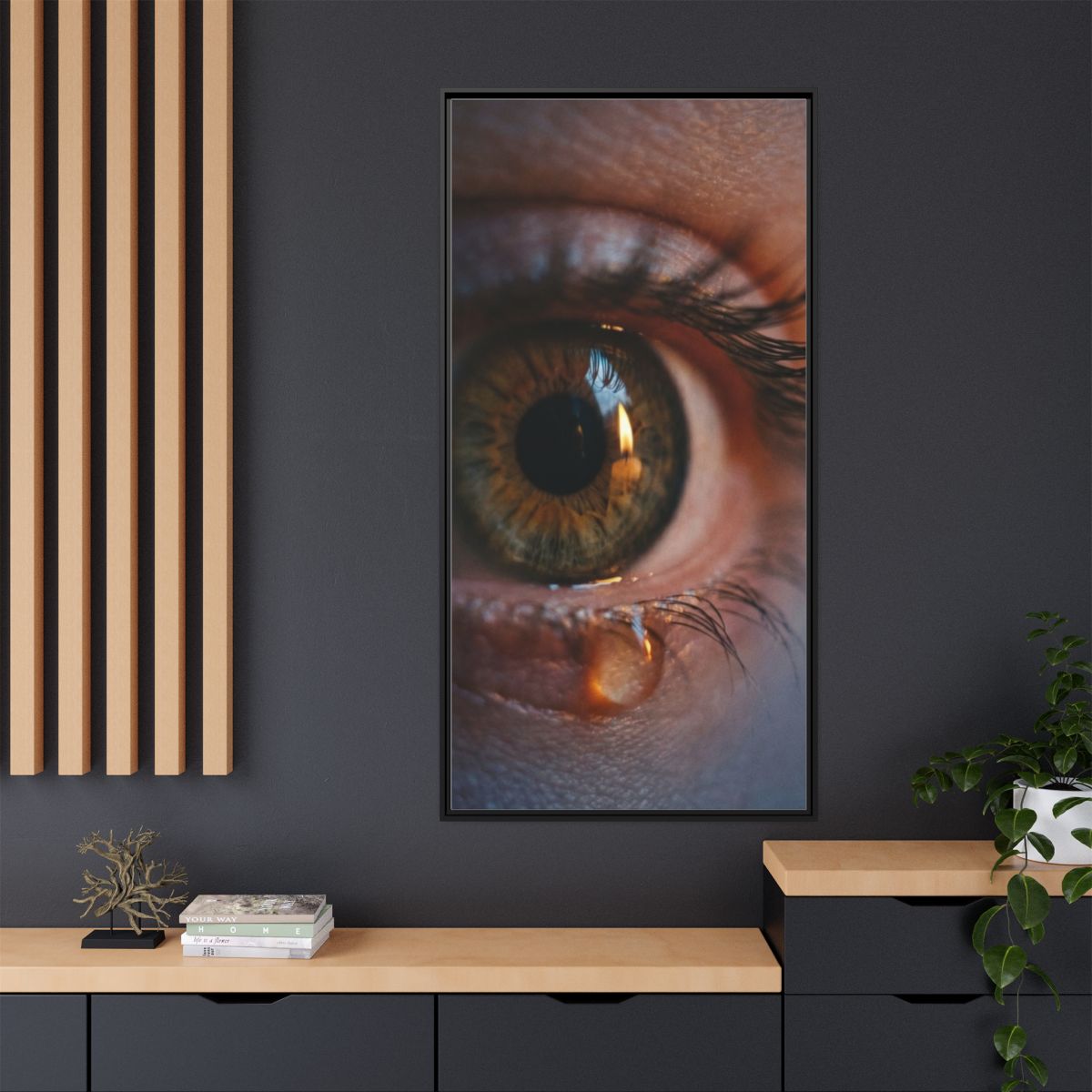 Matte Canvas, Framed - Amber Iris Reflection Fine Art Print...