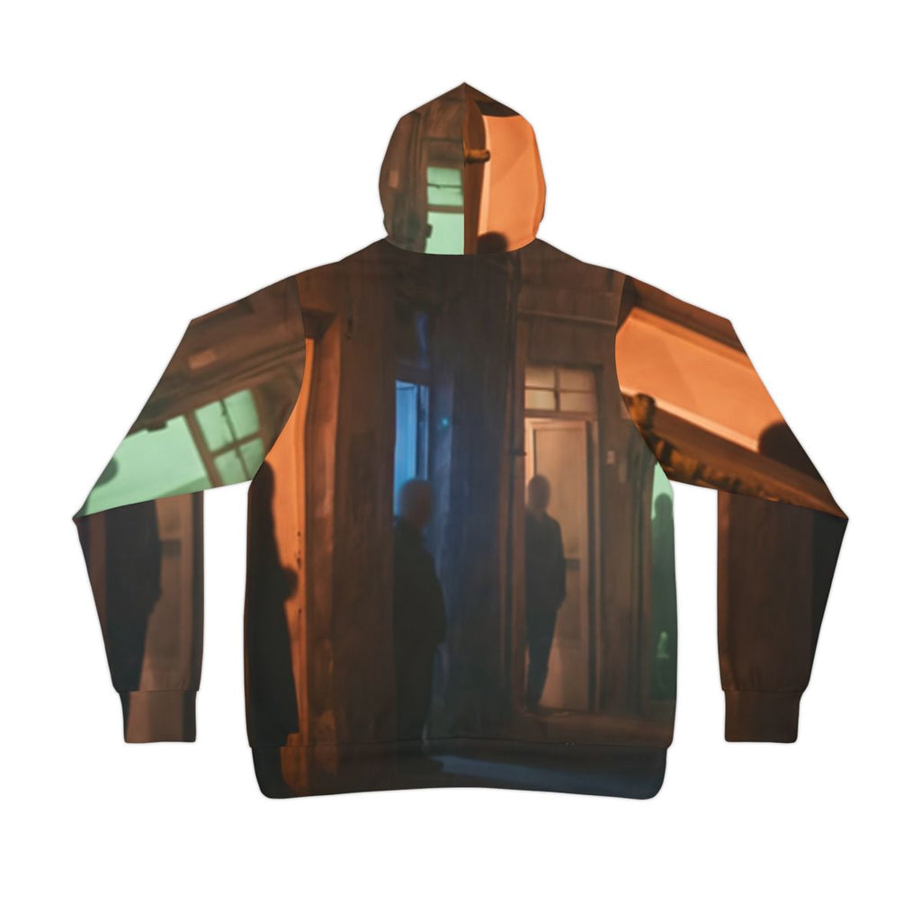 Men's Athletic Hoodie - Nocturnal Alleyway Misty Street Art...