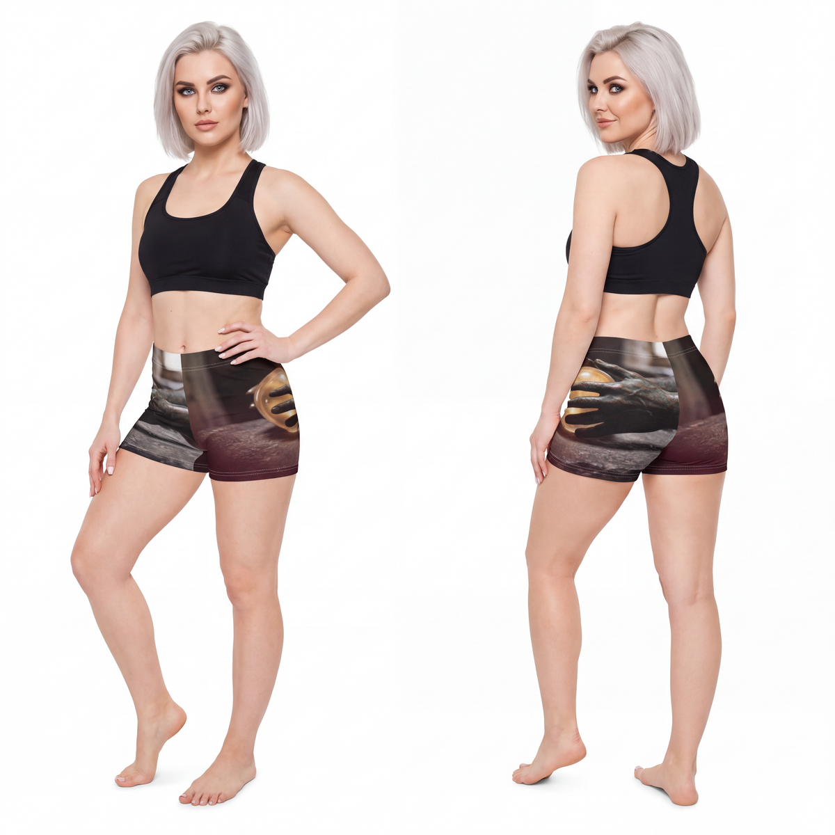 Women's Shorts - Scrying Bronze Hands | Echovira Gallery