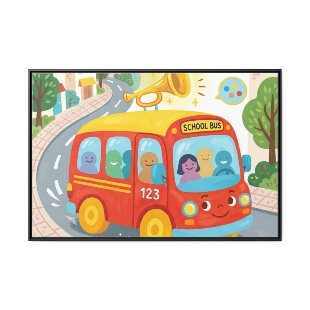 Matte Canvas - Framed Bus Town Canvas Art — Black / 1.25"......