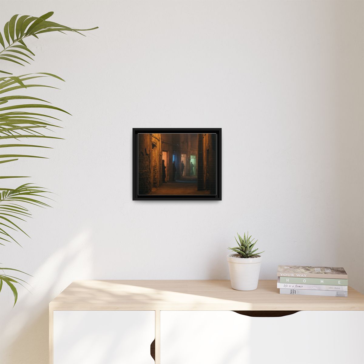 Matte Canvas, Framed - Shadowed Alleyway Mystery Art Print...