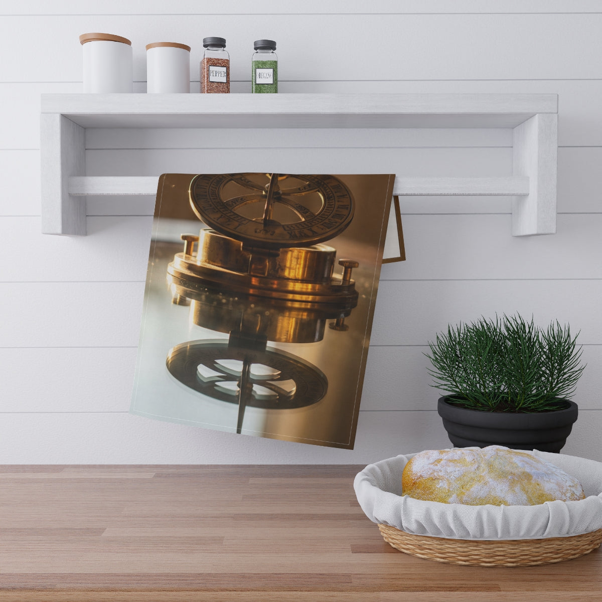 Tea Towel - Vintage Brass Sundial | Echovira Gallery