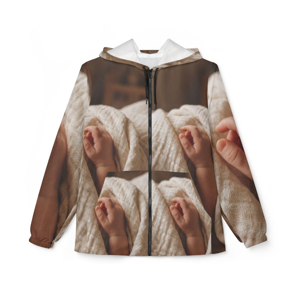 Unisex Windbreaker Jacket - Tender Newborn Hand in Soft... |...