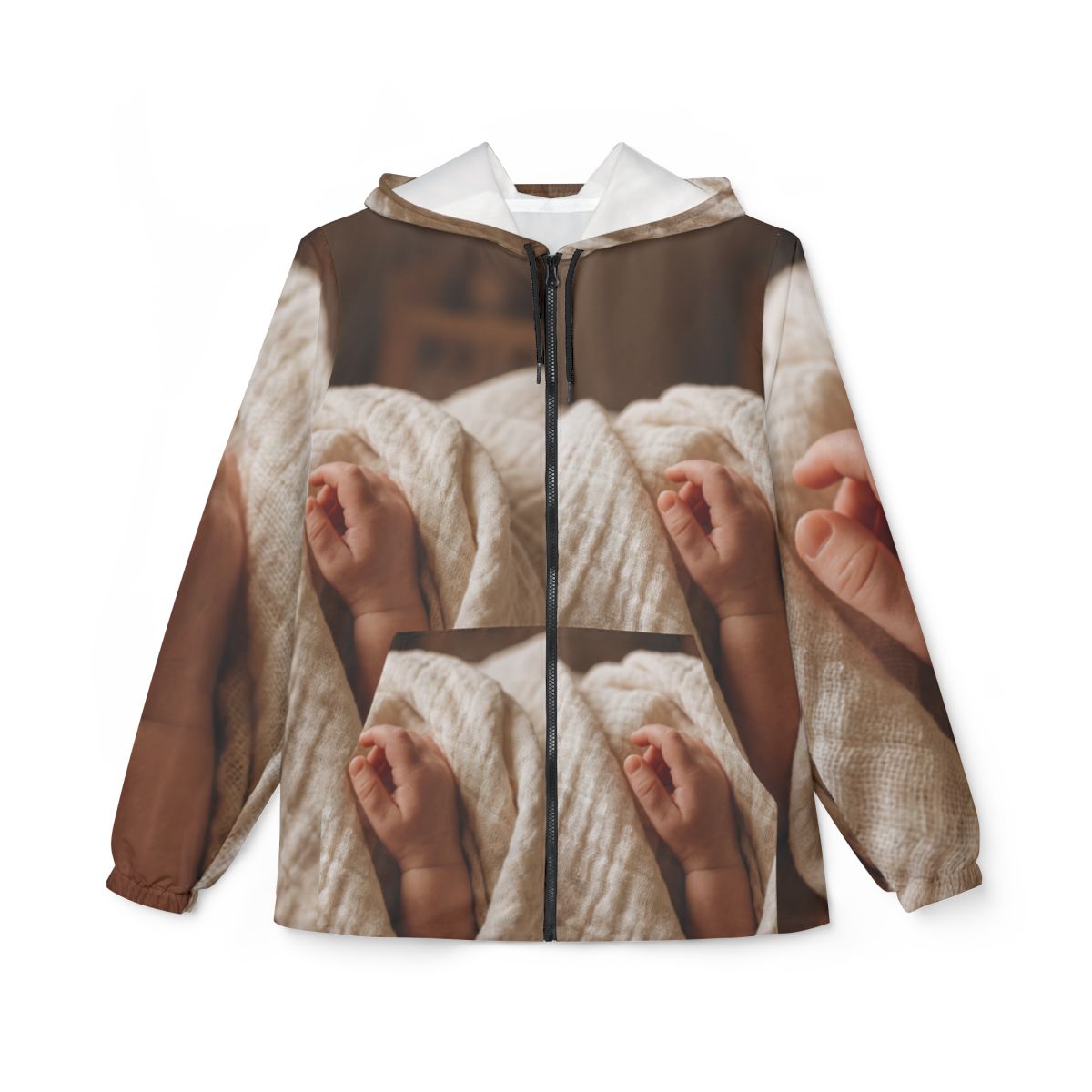 Unisex Windbreaker Jacket - Tender Newborn Hand in Soft... |...