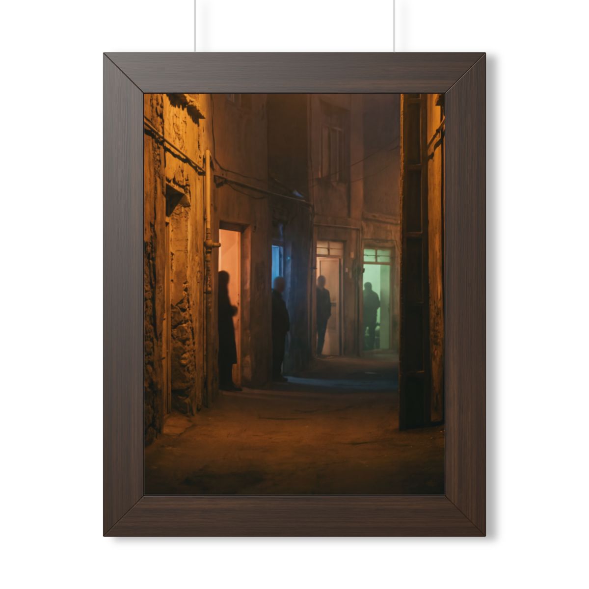 Framed Vertical Poster - Shadowed Alleyway Mystery Art Print...