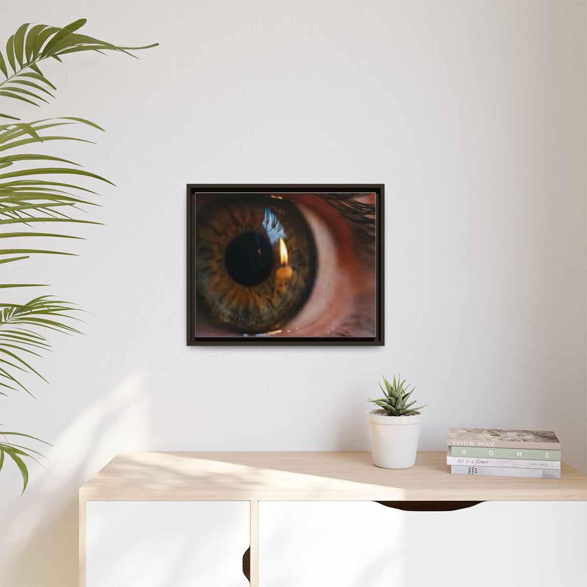 Matte Canvas, Framed - Amber Iris Reflection Fine Art Print...