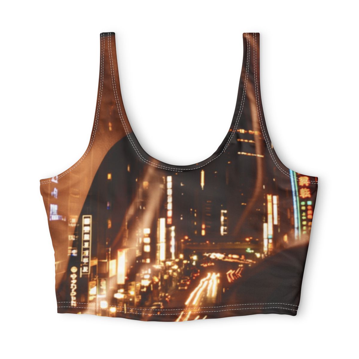 Polyester Sports Bra - Nocturnal Echoes City Double Exposure...