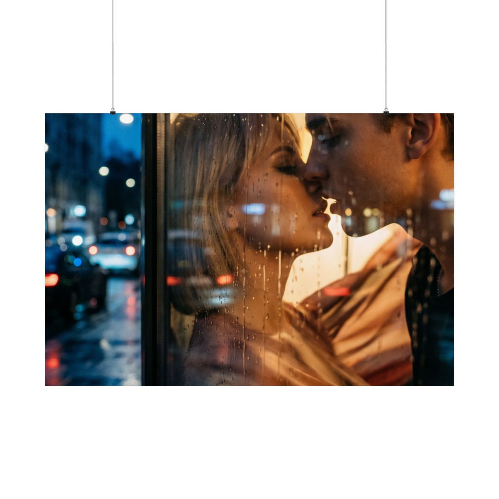 Matte Horizontal Posters - Rainy Night Romance - Cinematic...