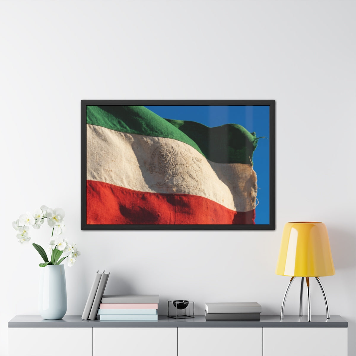 Framed Posters - Vintage Persian Lion and Sun Heritage Flag...