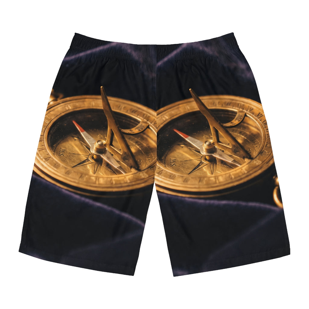 Men's Board Shorts Antique Brass Sundial Art