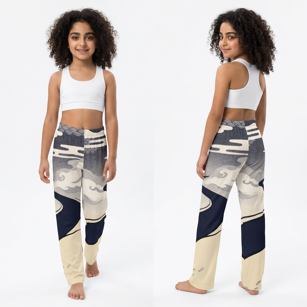 Kids Lounge Pants with Japanese Landscape Art