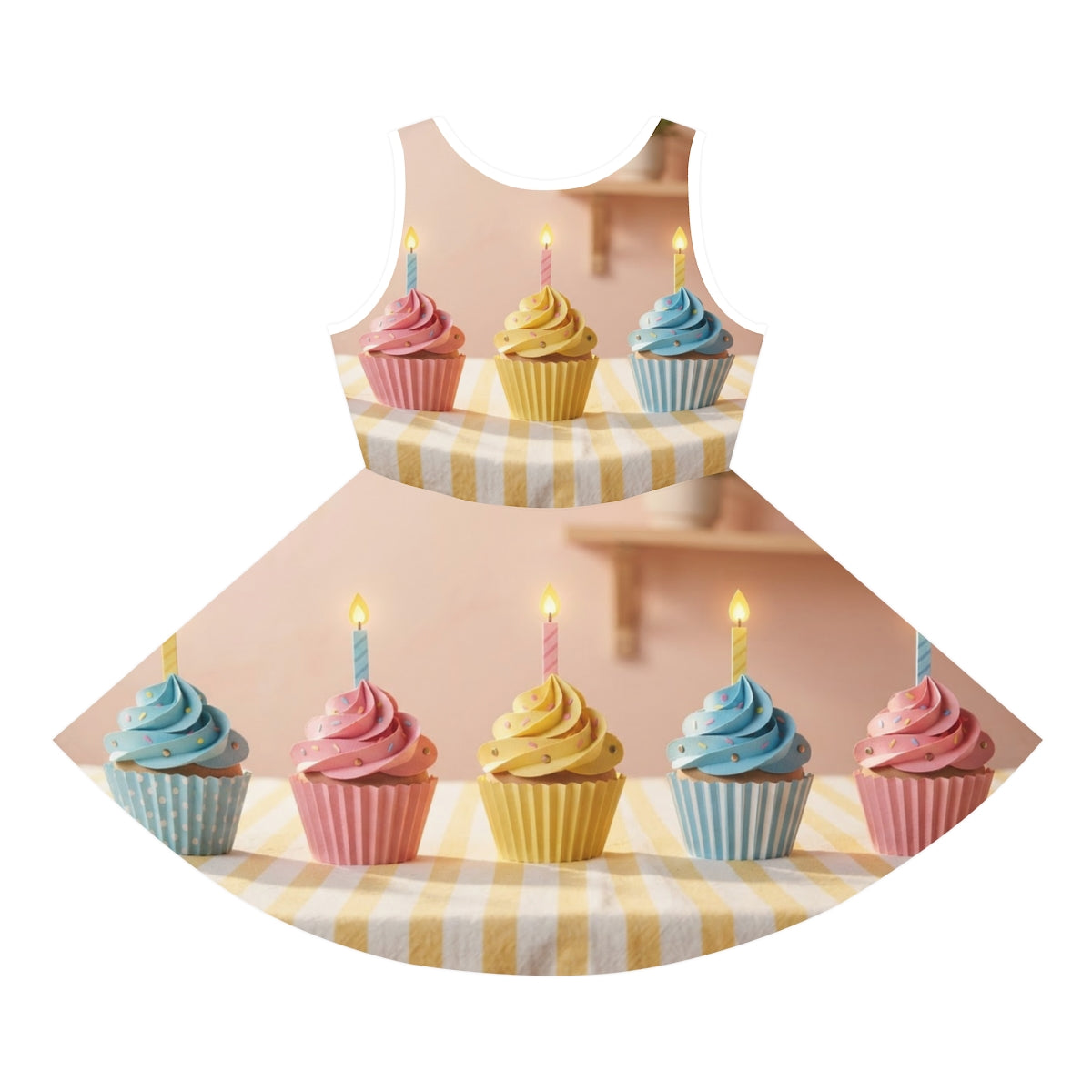 Girls' Sleeveless Sundress - Pastel Birthday Cupcakes Art |...