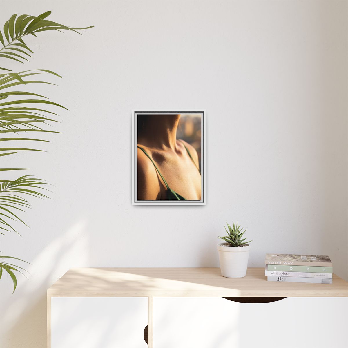 Golden Hour Matte Canvas - Framed Sunset Wall Art — White /...