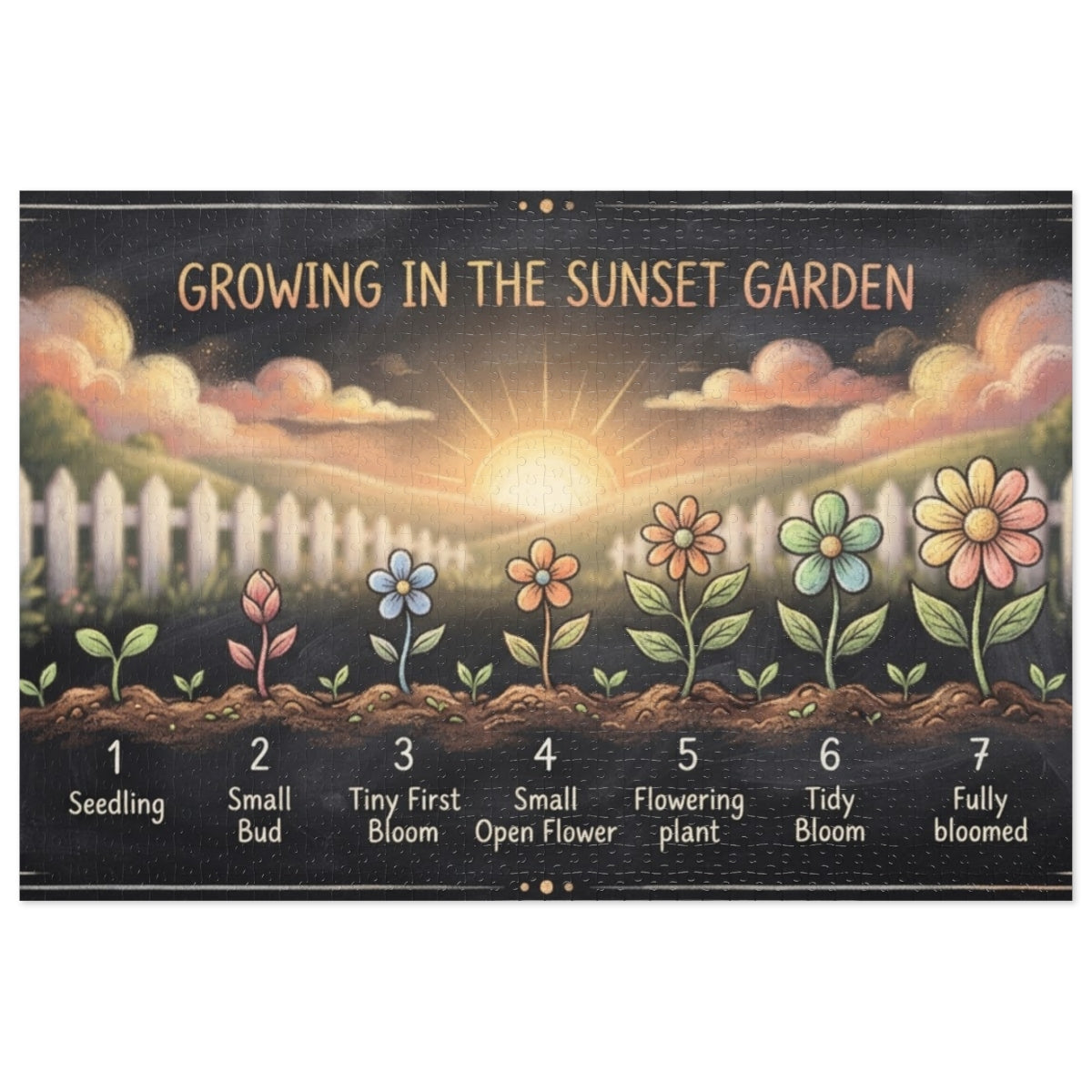Jigsaw Puzzle with Tin - Sunset Garden Bloom (30, 110, 252...